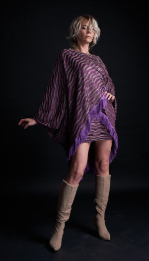 Combo pletené šaty a pončo